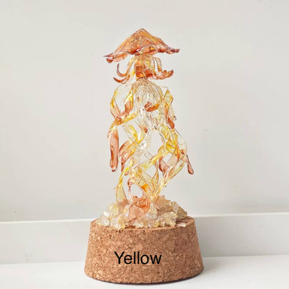 Jellyfish Glass Stand with crystals, Multicolour