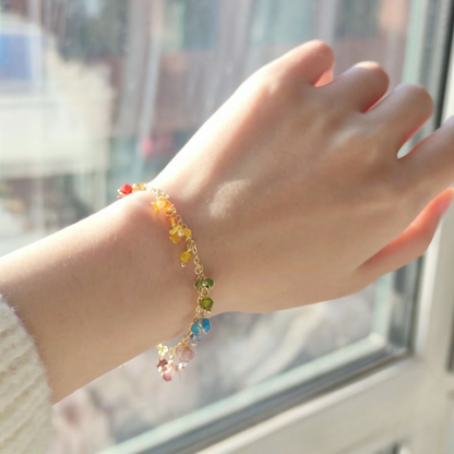Multi- colour Clover Adjustable Bracekets, Gold Vermeil + 925 Silver