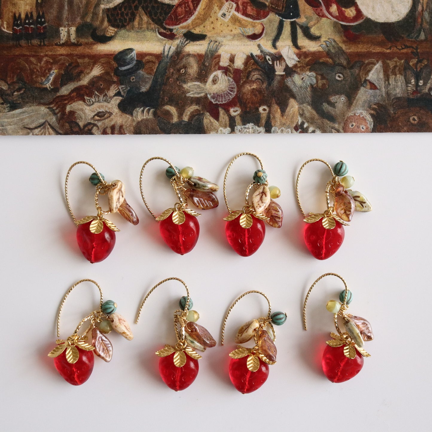 Gold Strawberry Bead Earrings