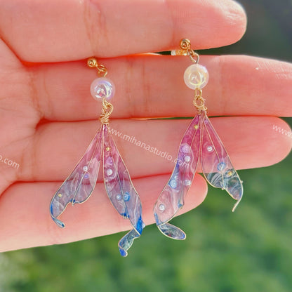 Fairycore Fish Tale earrings, Gold vermeil + Sterling SIlver