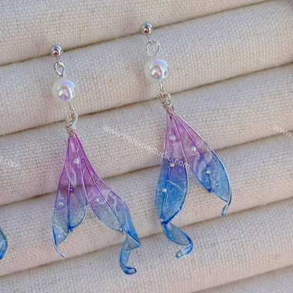 Fairycore Fish Tale earrings, Gold vermeil + Sterling SIlver