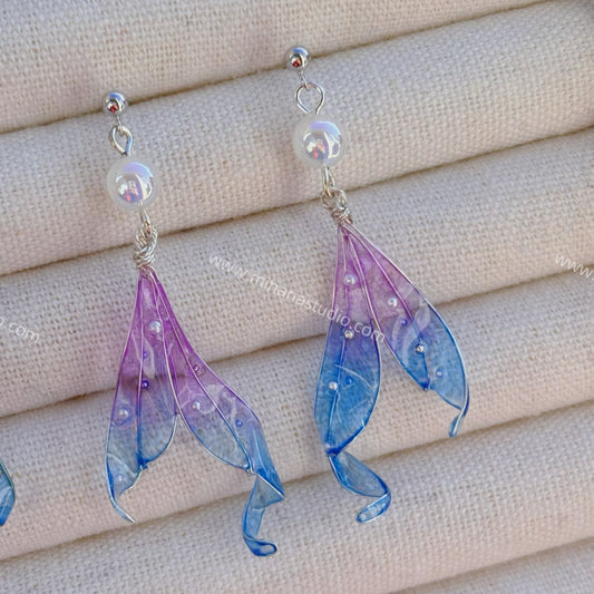 Fairycore Fish Tale earrings, Gold vermeil + Sterling SIlver