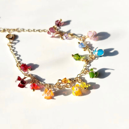 Multi- colour Clover Adjustable Bracekets, Gold Vermeil + 925 Silver