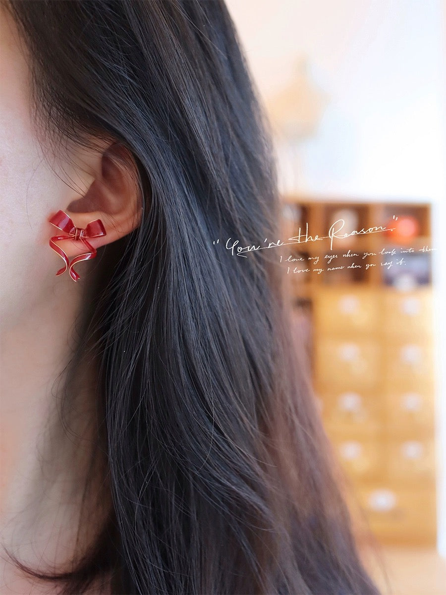 Sterling Silver Bow Studs, Multicolour
