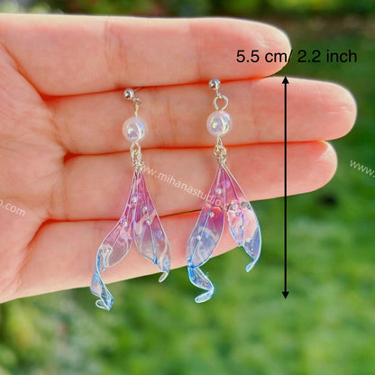 Fairycore Fish Tale earrings, Gold vermeil + Sterling SIlver