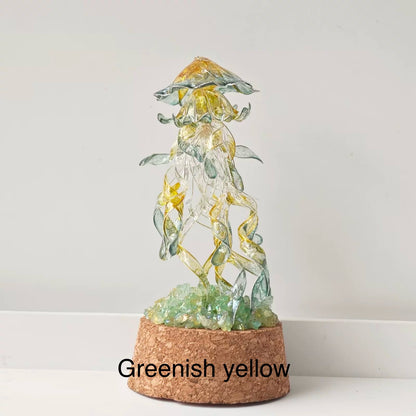 Jellyfish Glass Stand with crystals, Multicolour