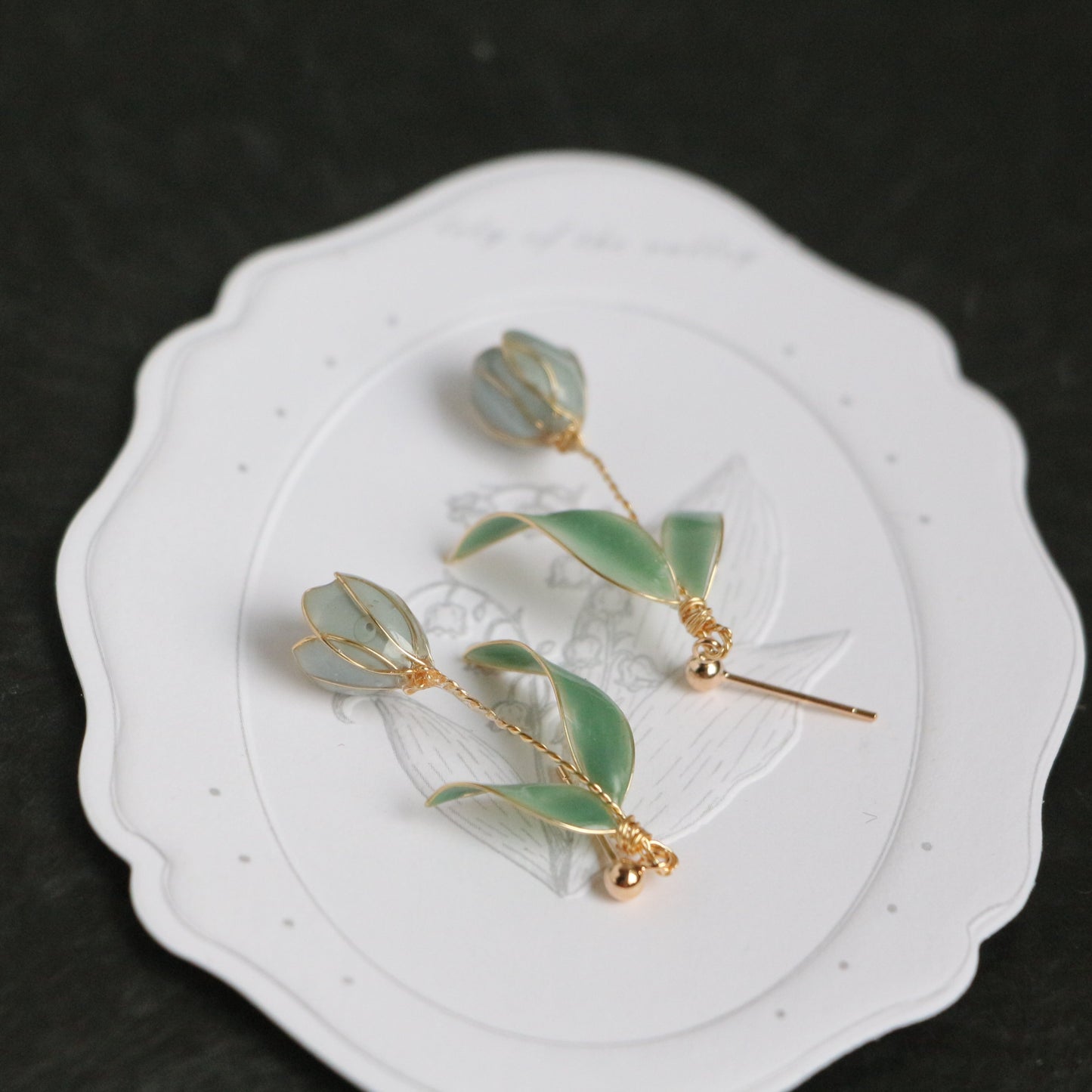 Yellow Gold Vermeil Resin Tulip Earrings, Mulicolour