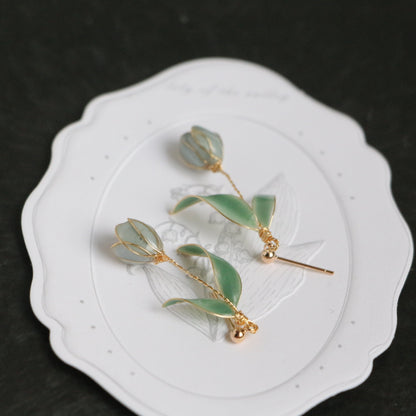 Yellow Gold Vermeil Resin Tulip Earrings, Mulicolour