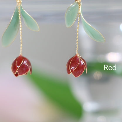 Yellow Gold Vermeil Resin Tulip Earrings, Mulicolour