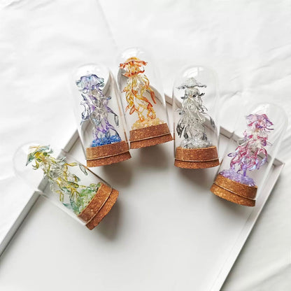 Jellyfish Glass Stand with crystals, Multicolour