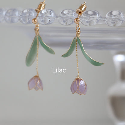 S925 Sterling Silver Tulip Earrings, Multicolour