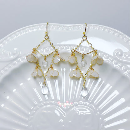 White Trumpet Lily of Valley Earrings, May Birth Flower, Bridal Jewellery, Wire Wrapped