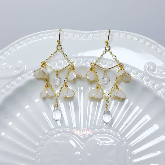 White Trumpet Lily of Valley Earrings, May Birth Flower, Bridal Jewellery, Wire Wrapped