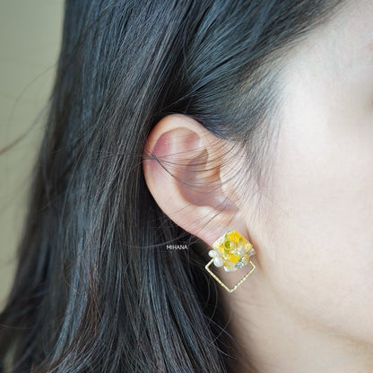 Summer Garden Flower Studs, Silver