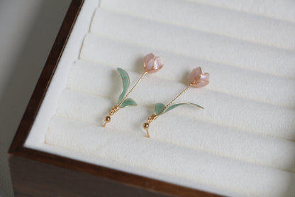 Yellow Gold Vermeil Resin Tulip Earrings, Mulicolour