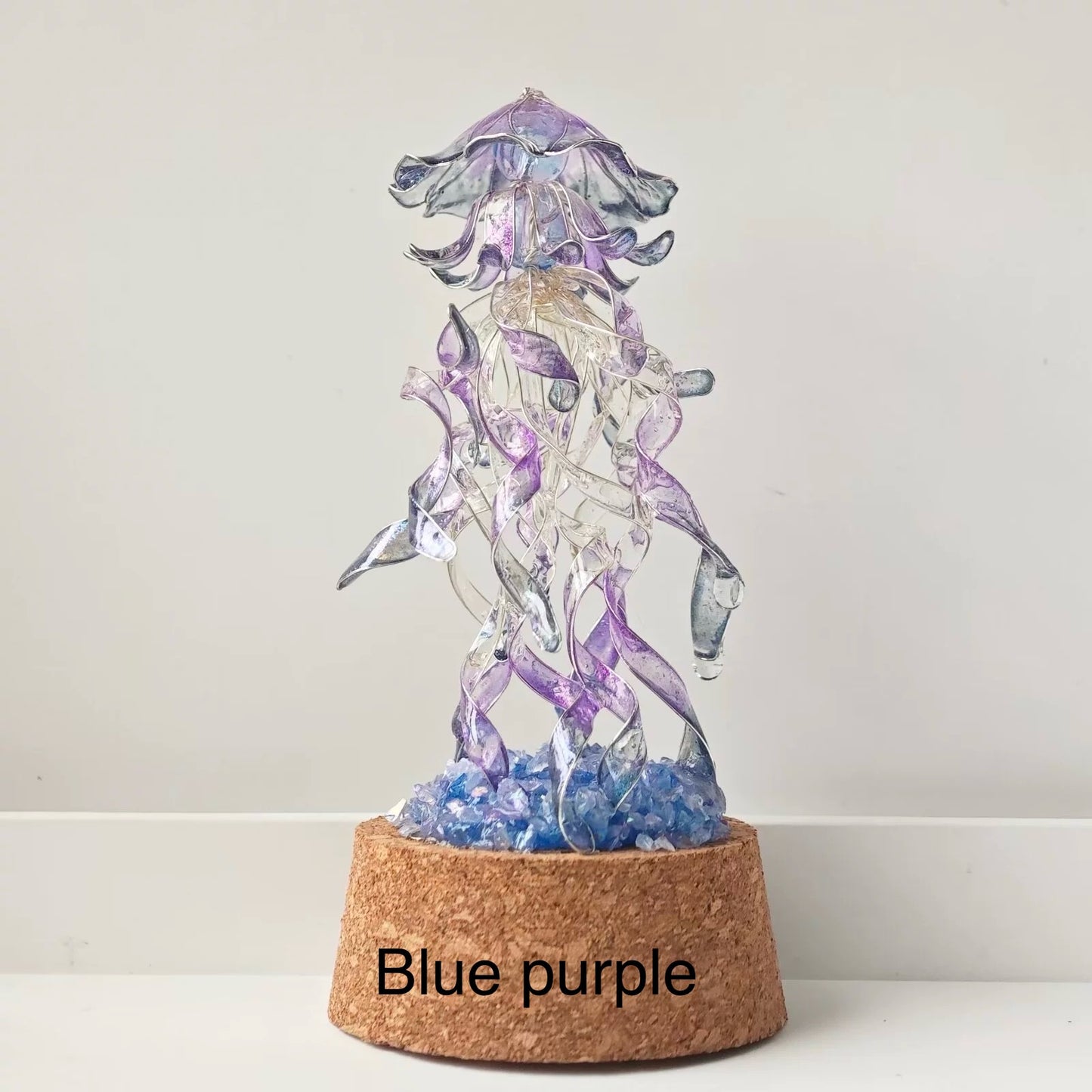 Jellyfish Glass Stand with crystals, Multicolour