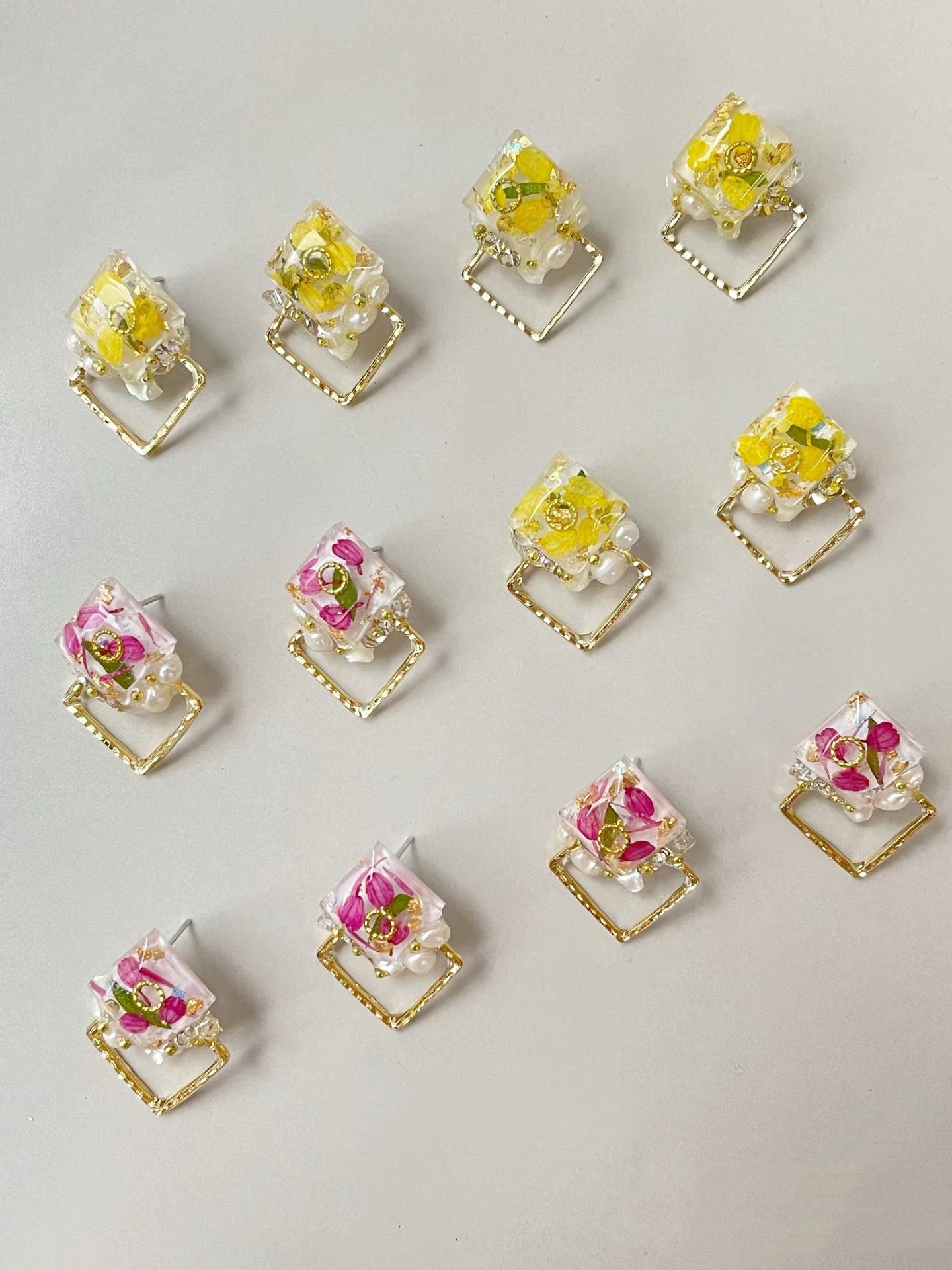 Summer Garden Flower Studs, Silver