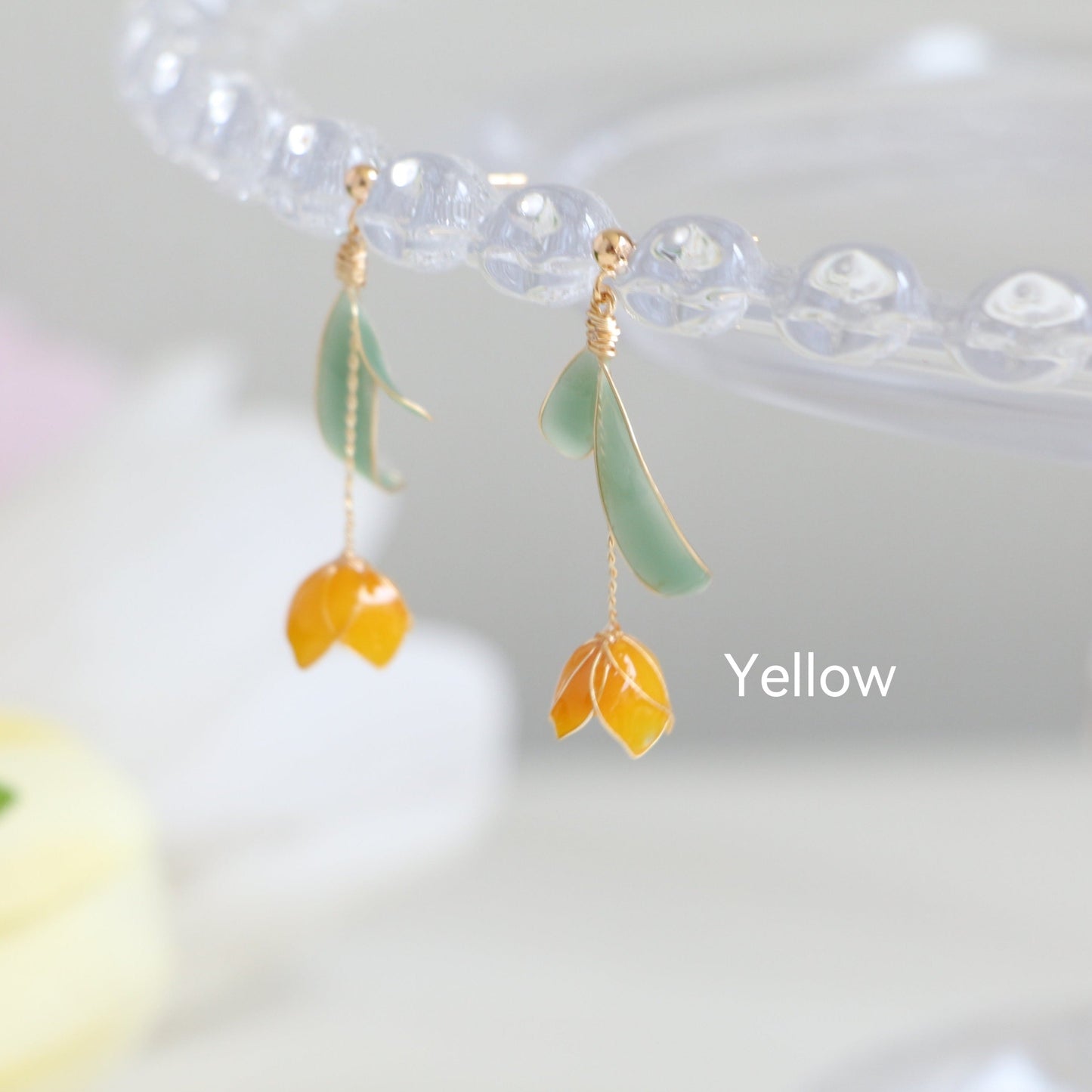 S925 Sterling Silver Tulip Earrings, Multicolour