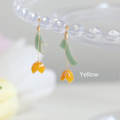 S925 Sterling Silver Tulip Earrings, Multicolour