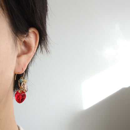 Gold Strawberry Bead Earrings