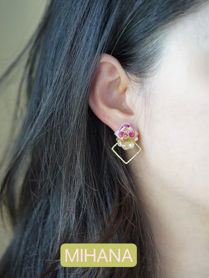Summer Garden Flower Studs, Silver