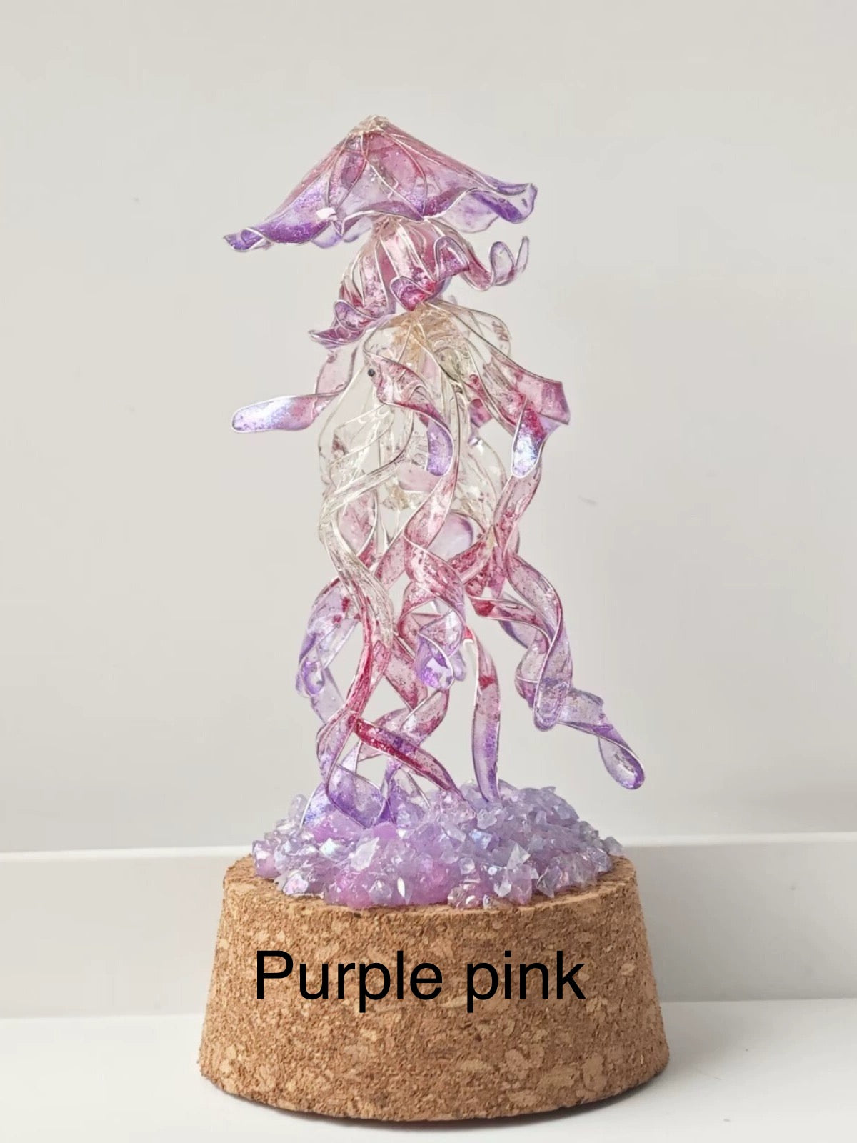 Jellyfish Glass Stand with crystals, Multicolour