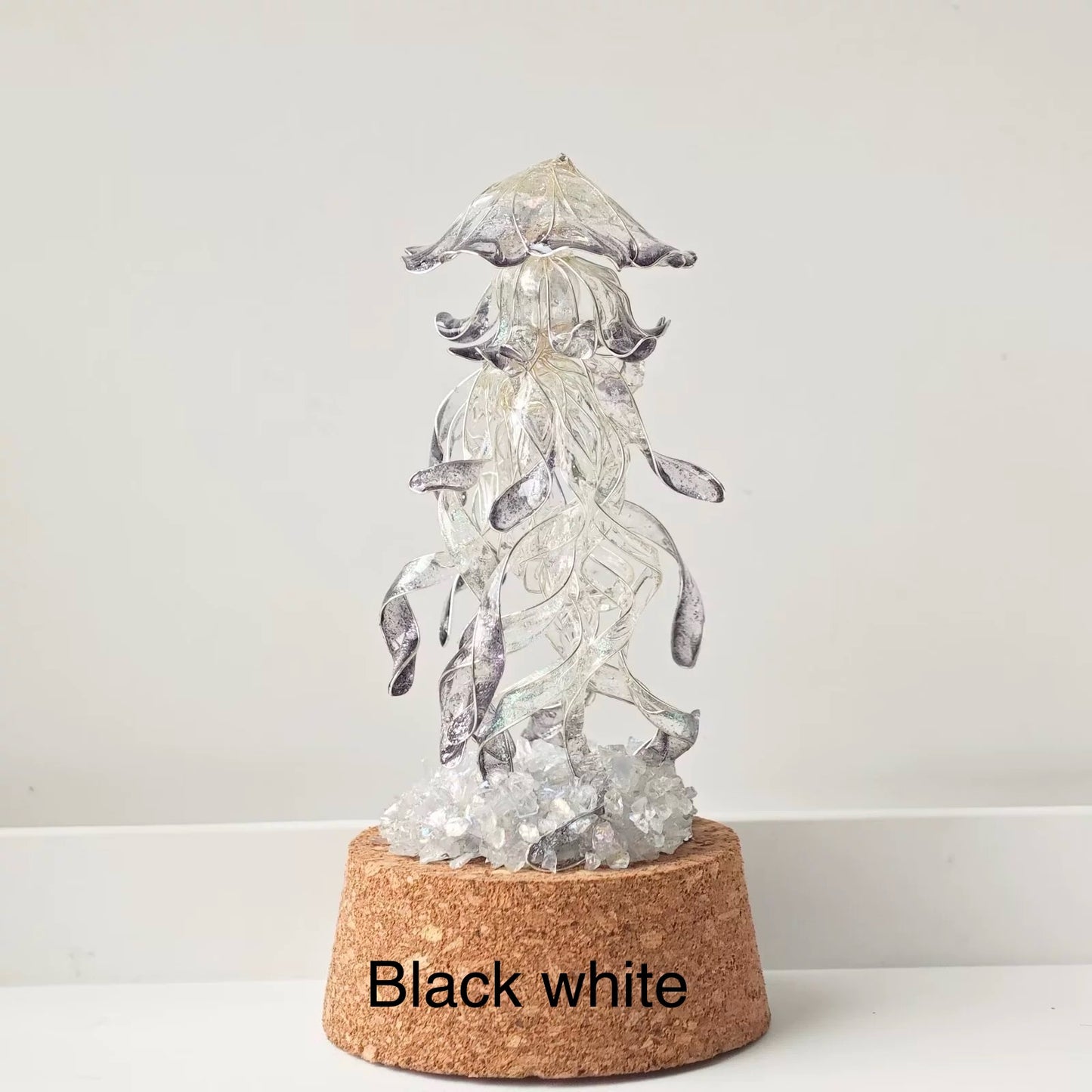 Jellyfish Glass Stand with crystals, Multicolour