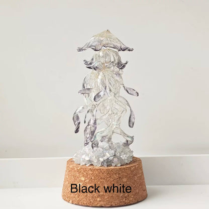 Jellyfish Glass Stand with crystals, Multicolour