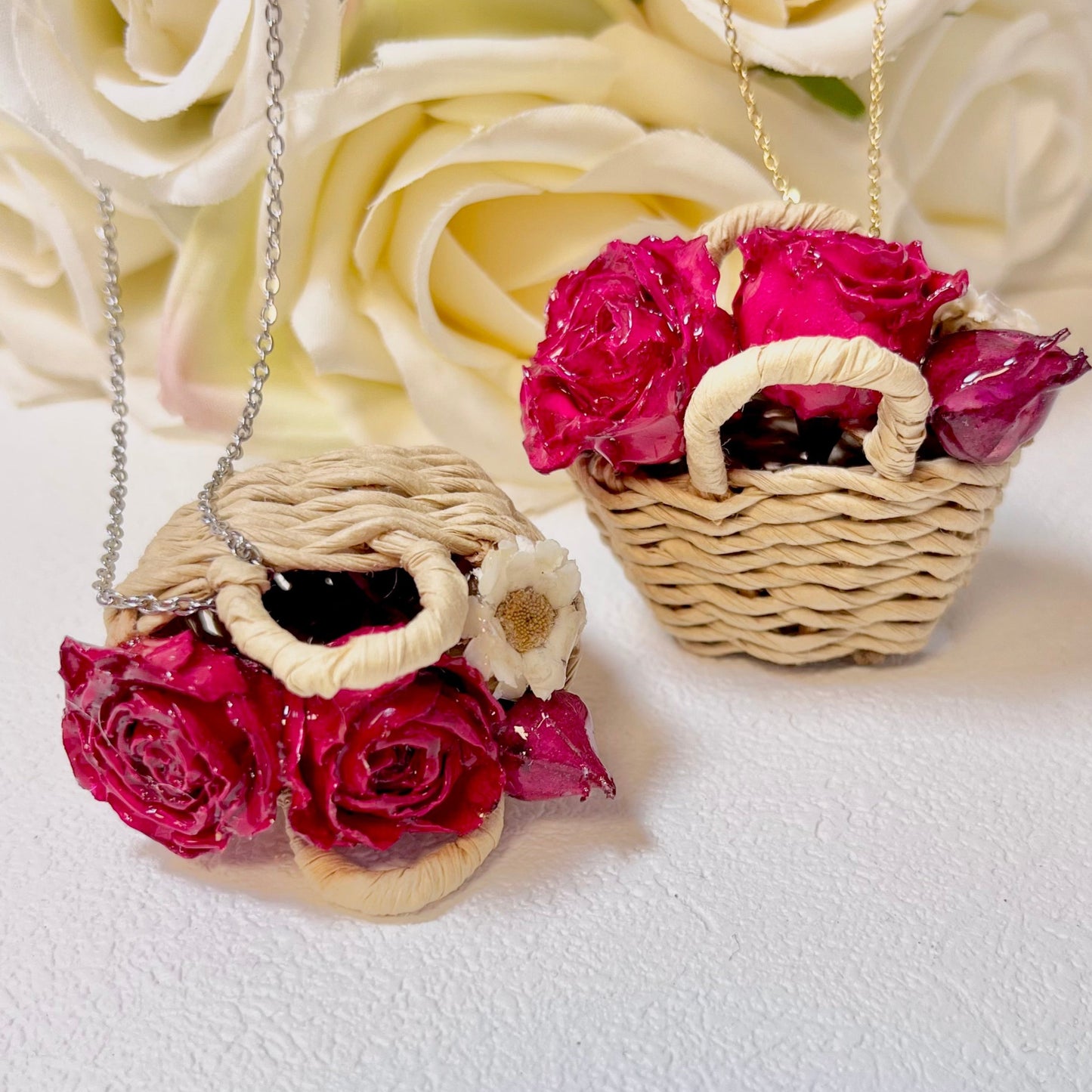 Gold and Silver Real Rose Daisy Boutique Necklace