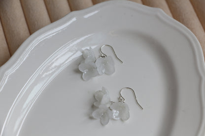 Real hydrangea gold and silver earrings dangle