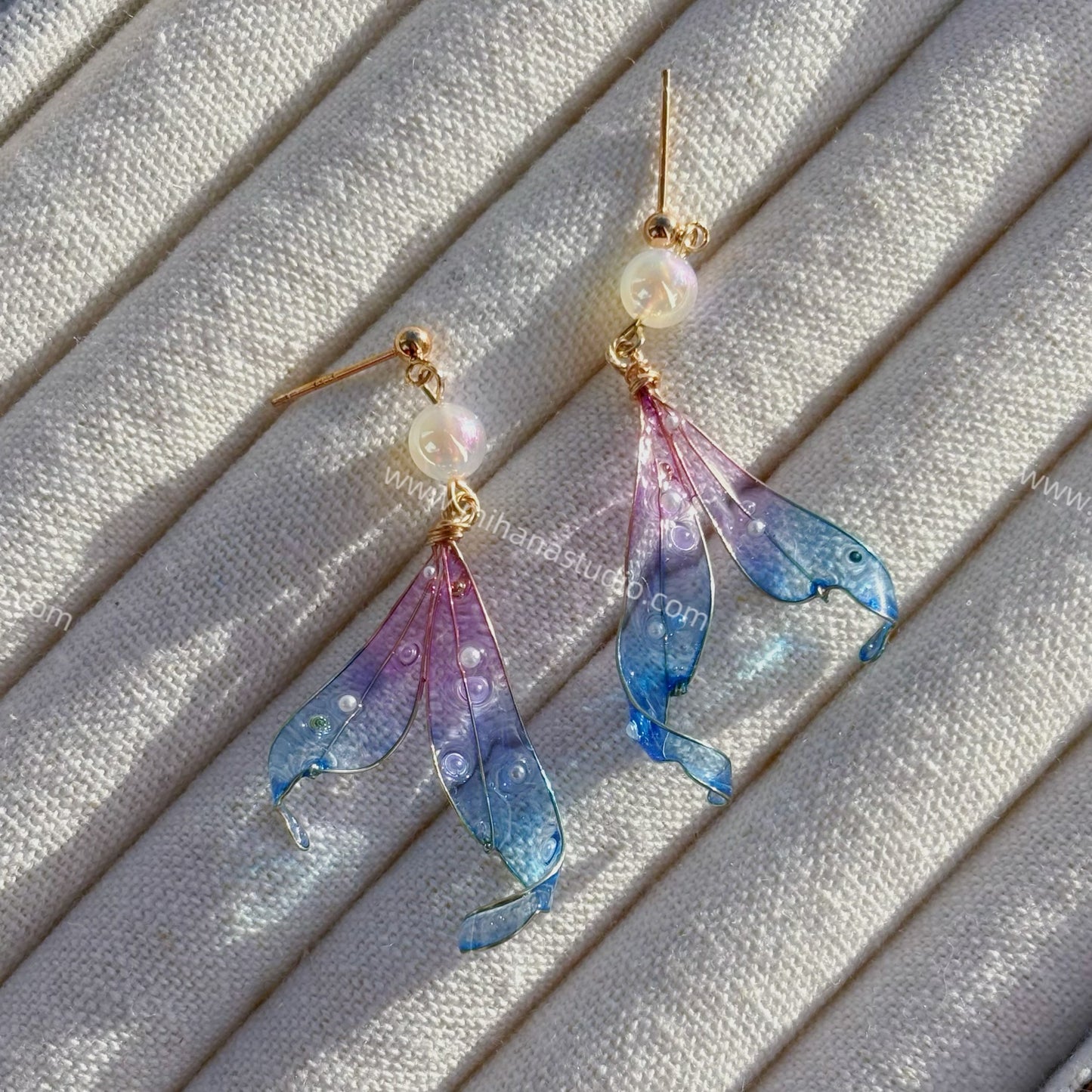 Fairycore Fish Tale earrings, Gold vermeil + Sterling SIlver