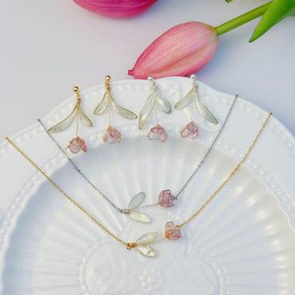 Yellow Gold Vermeil Resin Tulip Earrings, Mulicolour