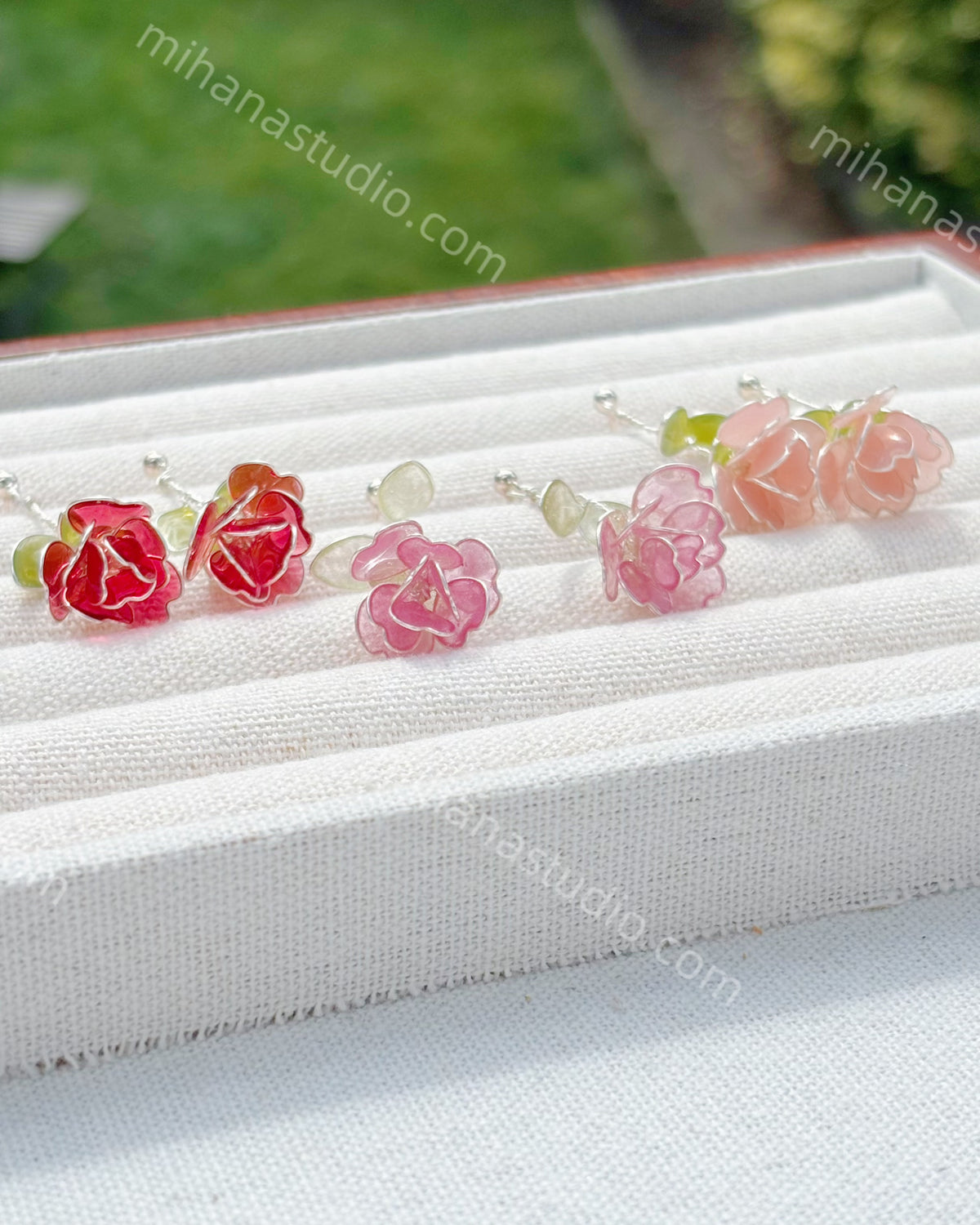 Blossom Rose Earrings, Multicolour, Gold Vermeil + Sterling Silver