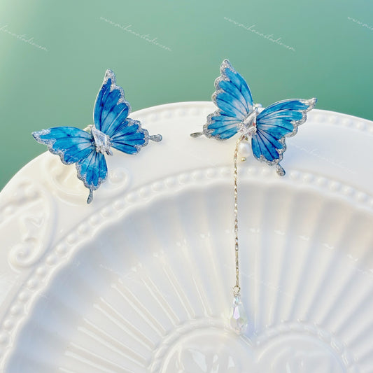 Asymmetrical Blue Butterfly Ear Cuff