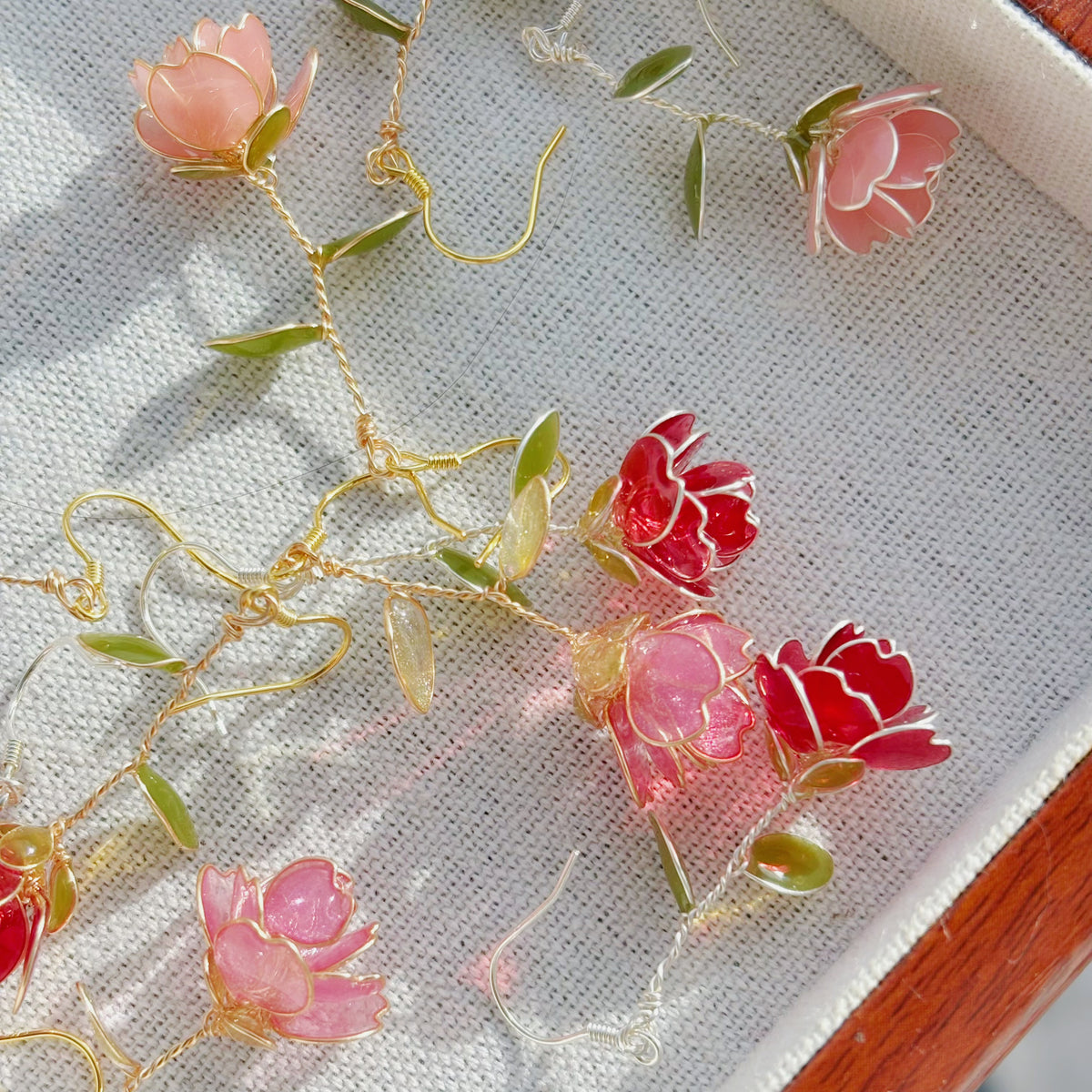 Blossom Rose Earrings, Multicolour, Gold Vermeil + Sterling Silver