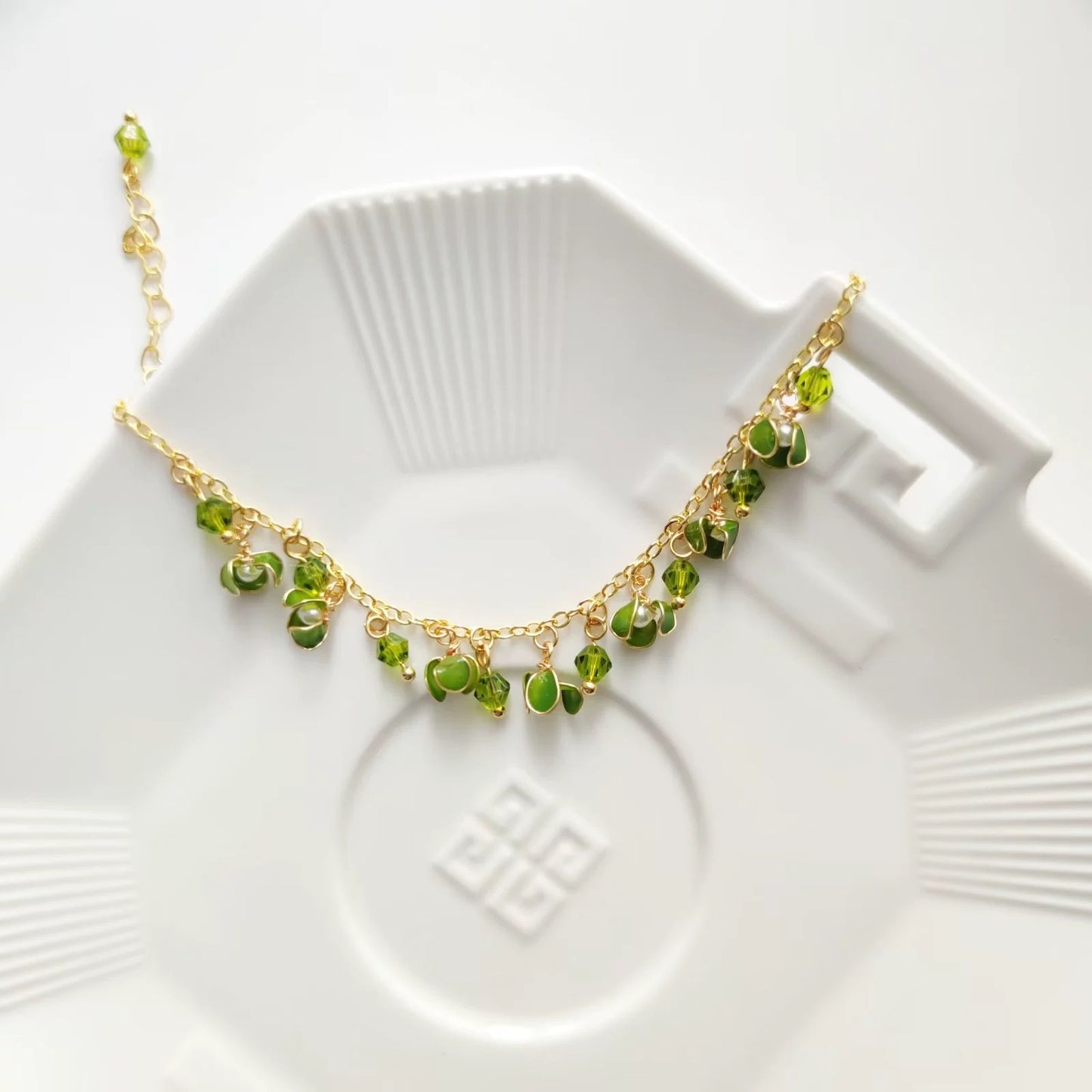 Multi- colour Clover Adjustable Bracekets, Gold Vermeil + 925 Silver
