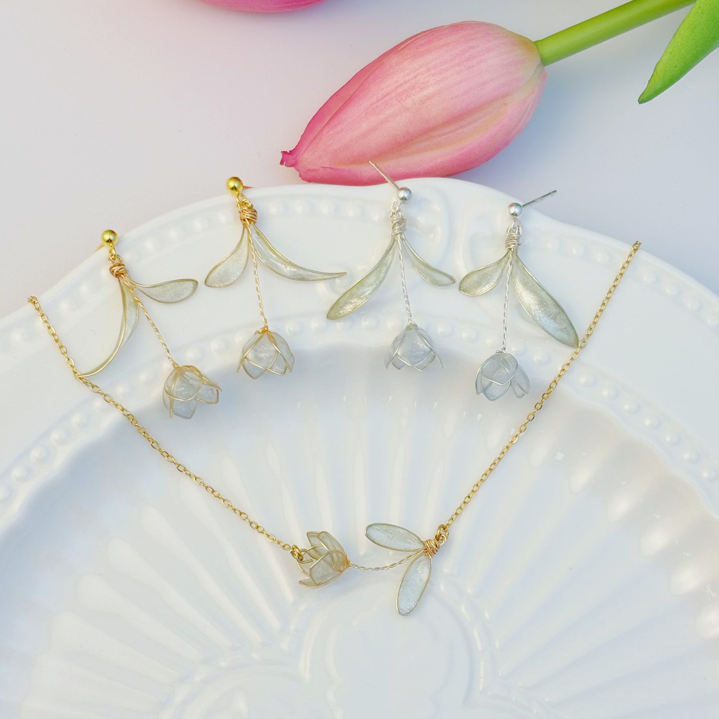 Tulip Necklace, Multicolour, Gold + Silver