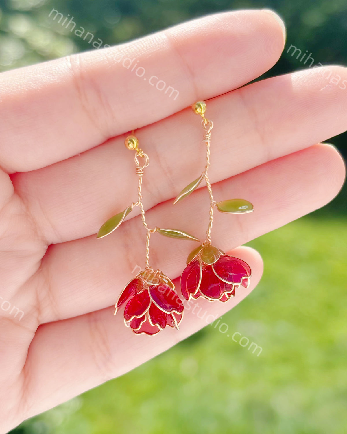 Blossom Rose Earrings, Multicolour, Gold Vermeil + Sterling Silver