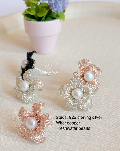 Blossom Flower Studs, Sterling Silver
