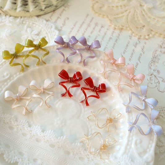 Sterling Silver Bow Studs, Multicolour