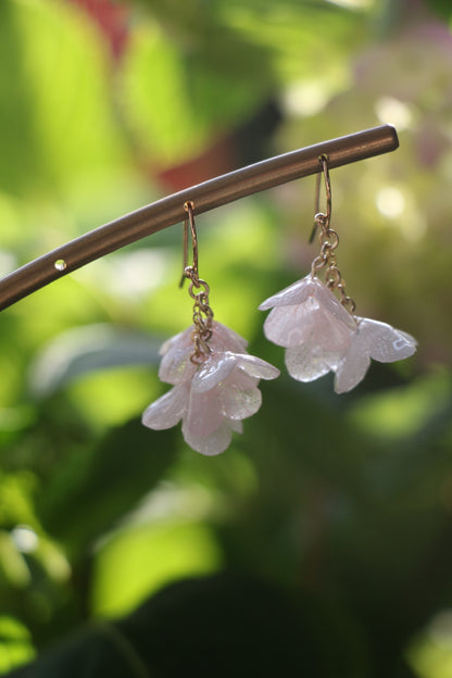 Real hydrangea gold and silver earrings dangle