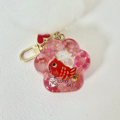 Lucky Cat and Koi Paw Sakura Bagcharm and Keychain