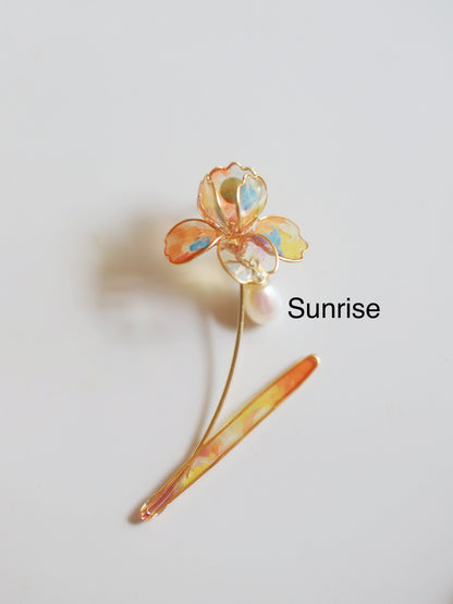 Gold Vermeil and Sterling Silver Iris Two-way Wear Studs, Wire Wrapped