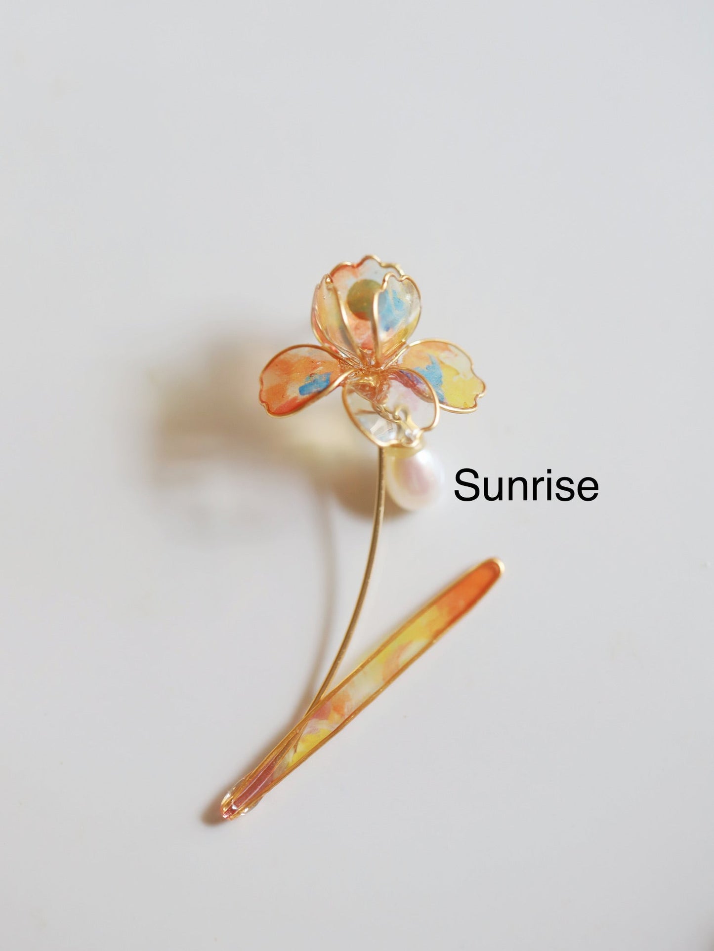 Two-way Wear  Iris Brooch Gold Vermeil and Sterling Silver, Wire Wrapped