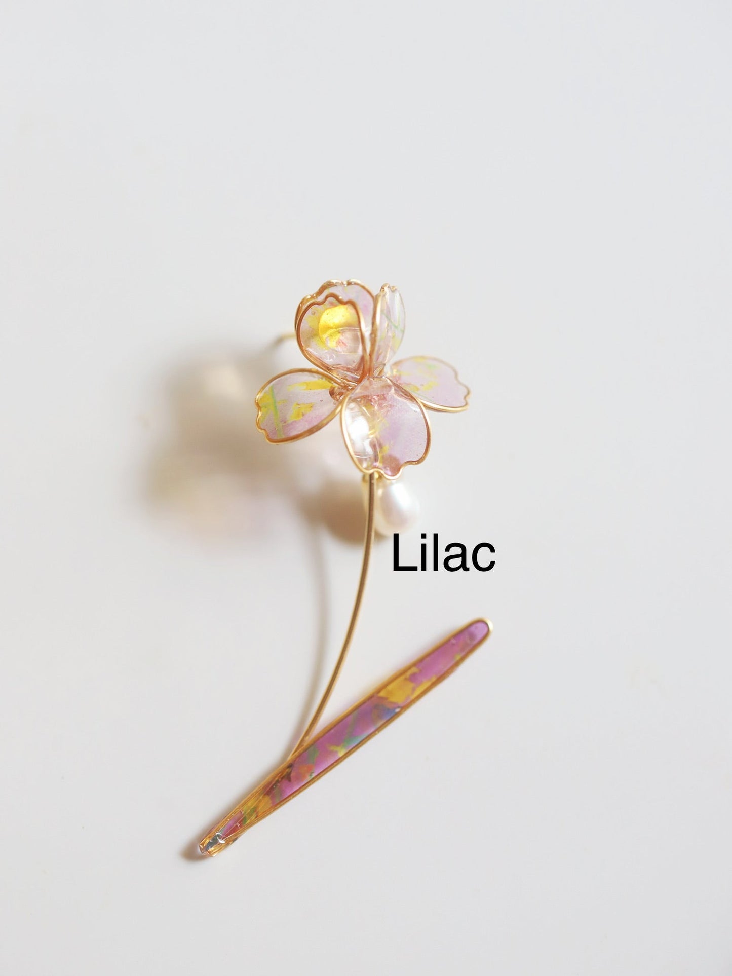 Two-way Wear  Iris Brooch Gold Vermeil and Sterling Silver, Wire Wrapped