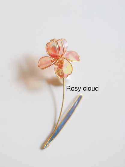 Two-way Wear  Iris Brooch Gold Vermeil and Sterling Silver, Wire Wrapped