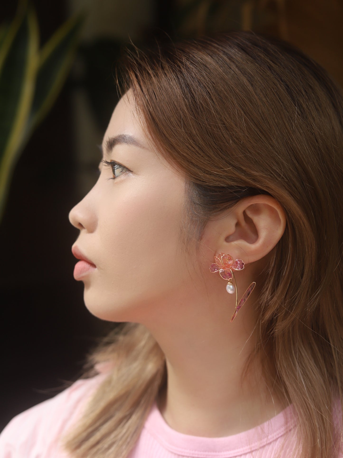 Gold Vermeil and Sterling Silver Iris Two-way Wear Studs, Wire Wrapped