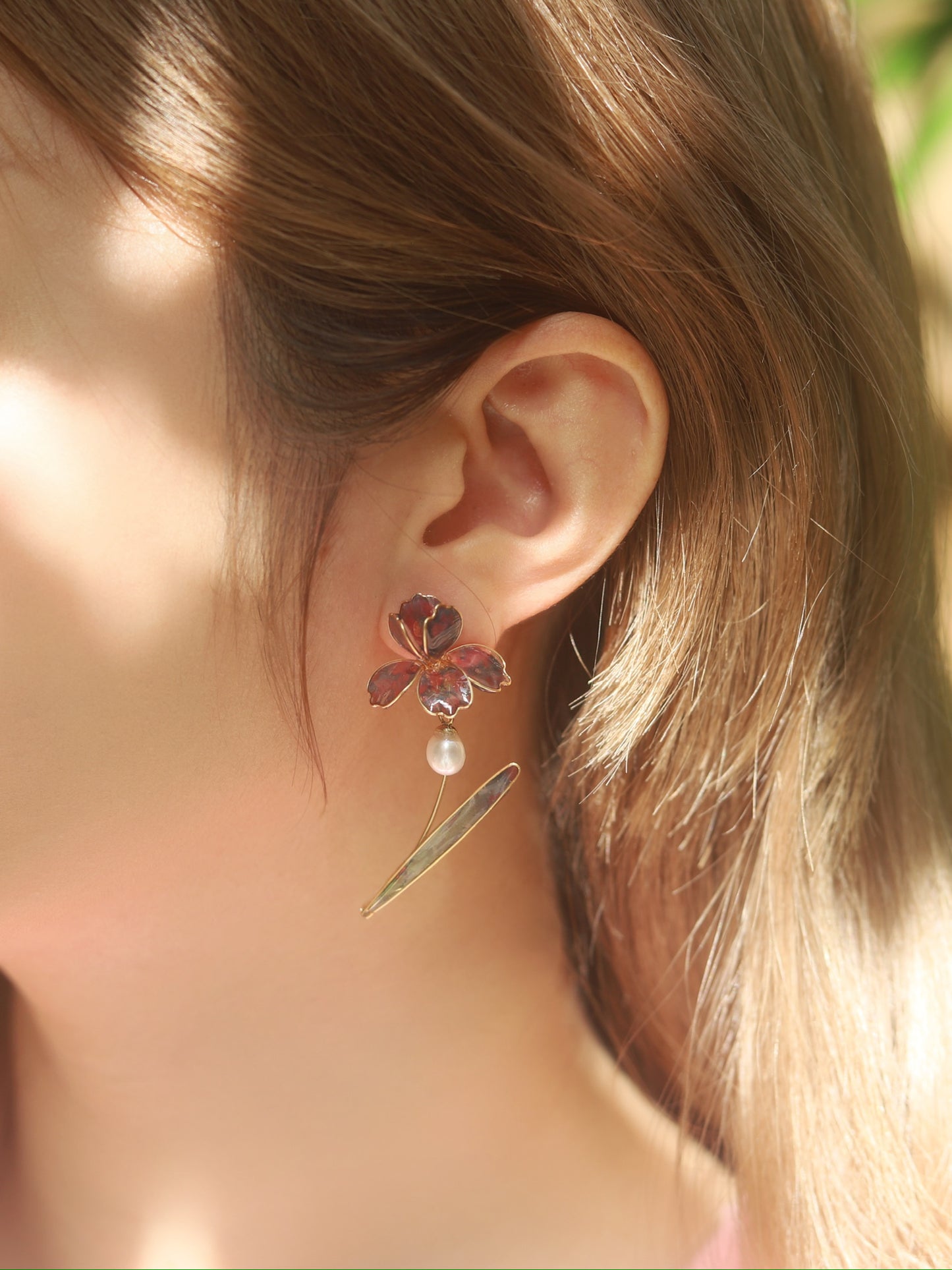 Gold Vermeil and Sterling Silver Iris Two-way Wear Studs, Wire Wrapped