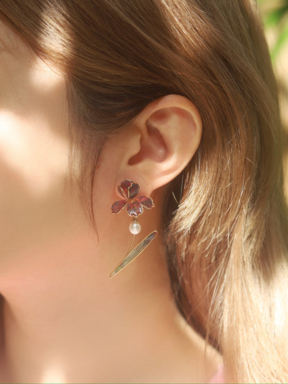 Gold Vermeil and Sterling Silver Iris Two-way Wear Studs, Wire Wrapped