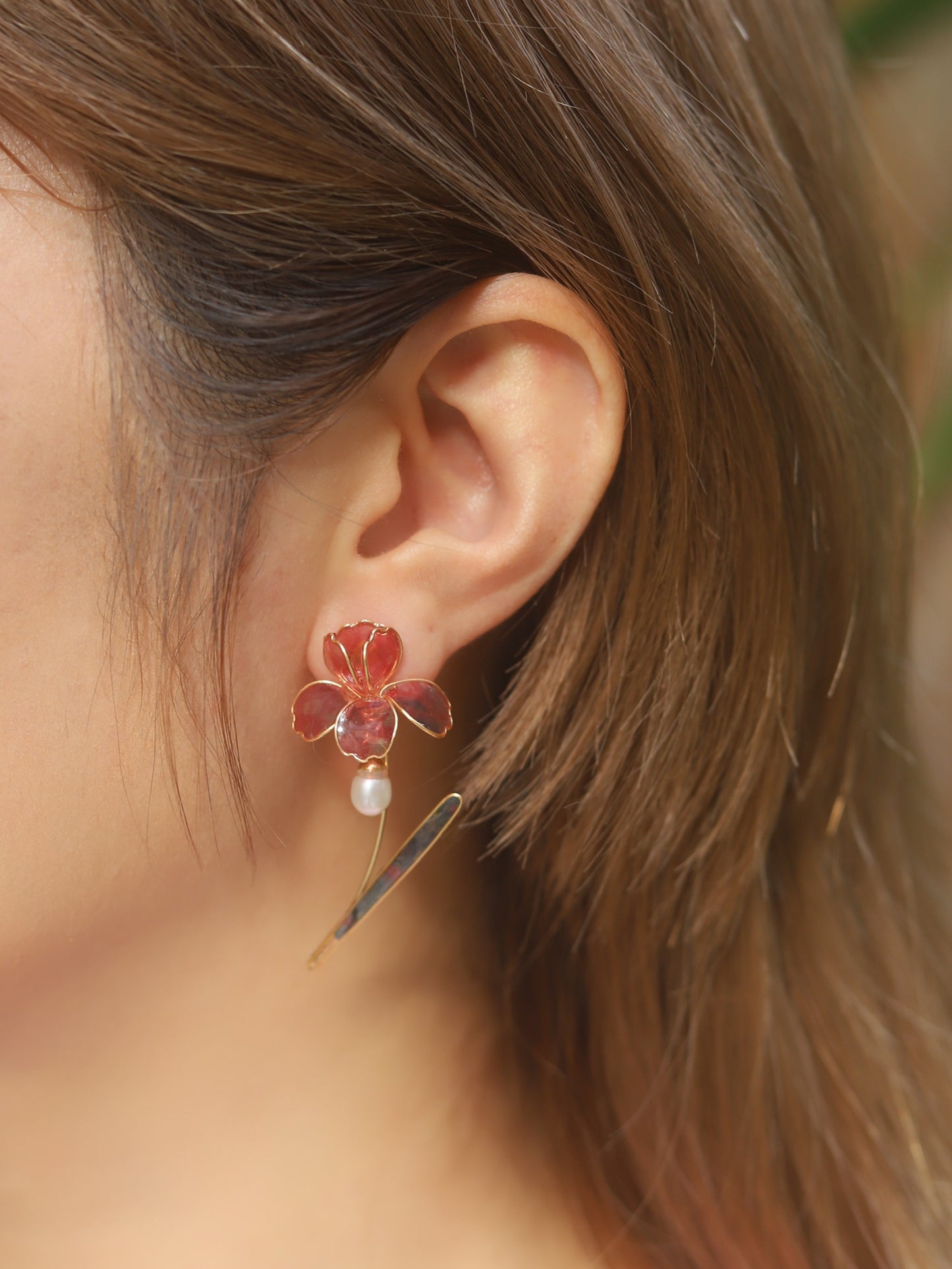 Gold Vermeil and Sterling Silver Iris Two-way Wear Studs, Wire Wrapped